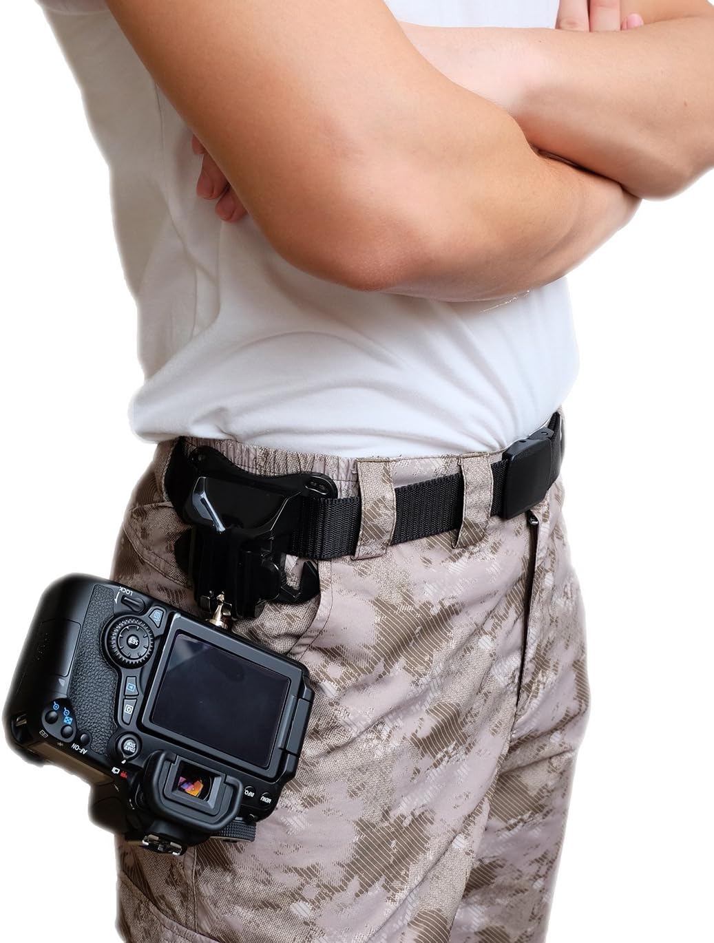 WITHLIN DSLR Camera waist belt buckle button - camera hanger Belt Clip Holster Holder fast loading rig for Camera SLR DSLR (Canon Nikon Sony Olympus Pentax,etc)