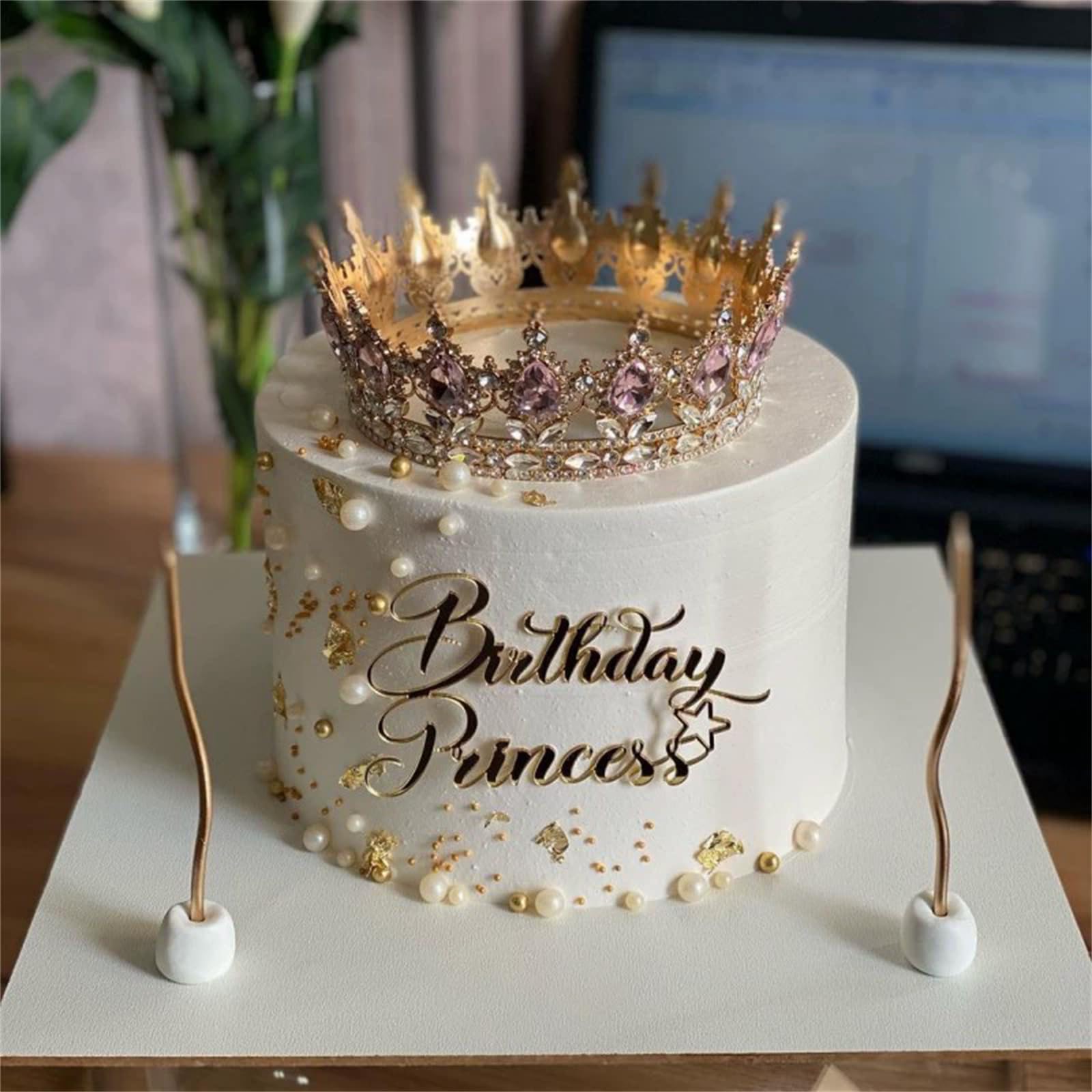 Photo 1 of HQKJGSYX "Birthday Princess" Acrylic Cake Topper - Gold