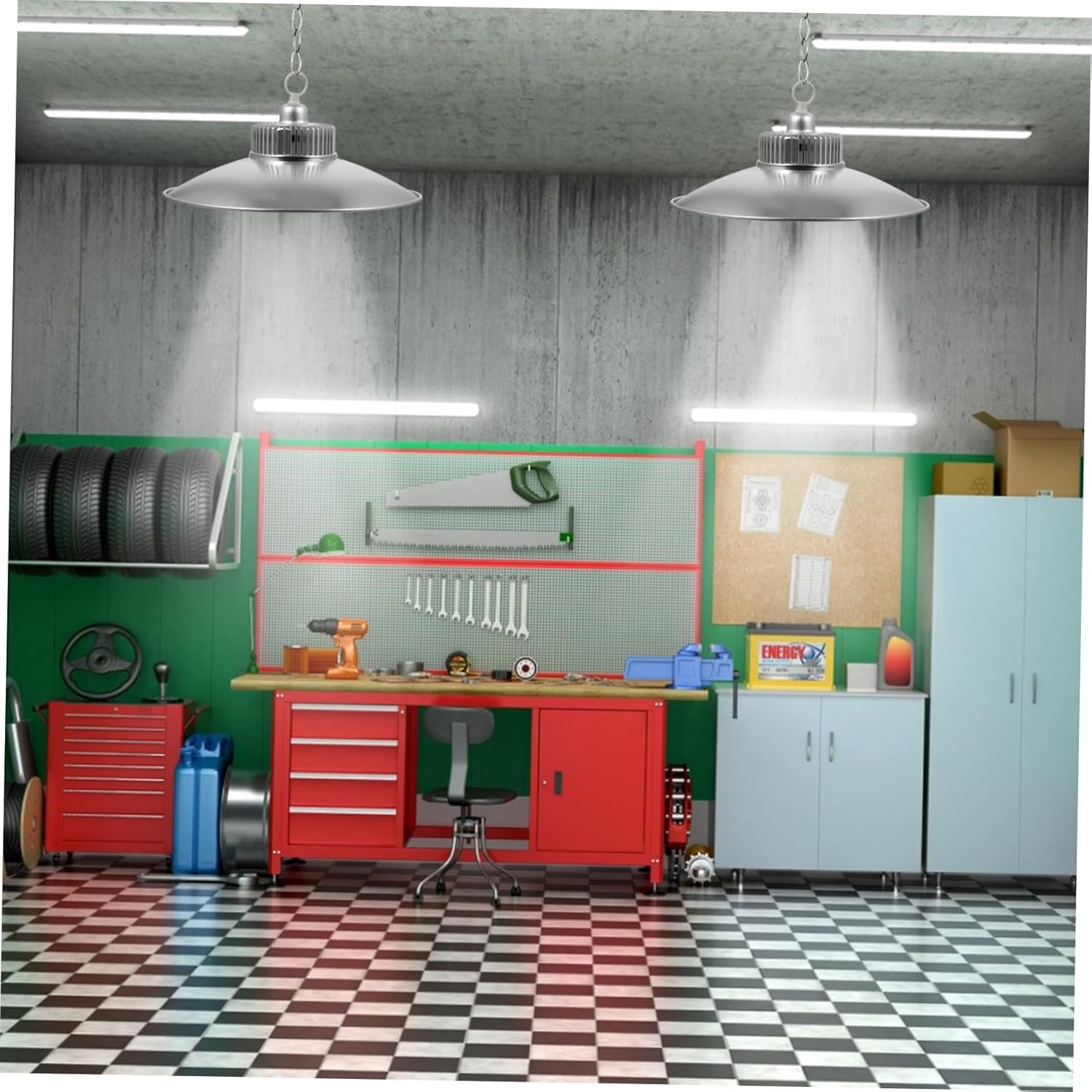 1pc Led Garage Light Industrial Workshop Light Frosted Lampshade for Energy Saving Long Lifespan for Garages Warehouses and Basements