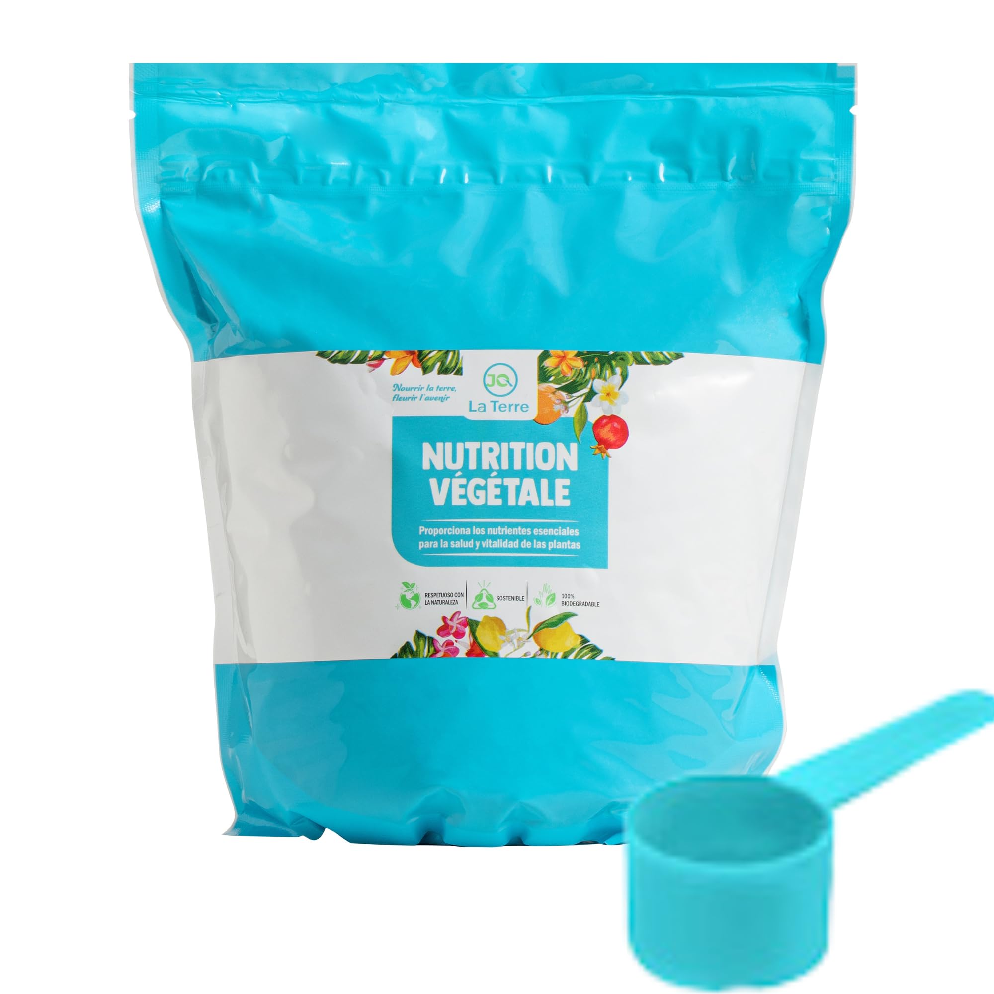 BICARBONATO DE POTASIO DE 1 KG PARA PLANTAS CON CUCHARA DOSIFICADORA Y CIERRE ZIP, abono de potasio, fungicida natural para plantas, regula el PH del suelo