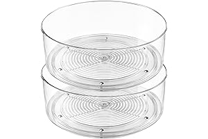 2-Pack Lazy Susan Pantry Organizers for Cabinet, Clear Spinning Storage Bin Trays,...