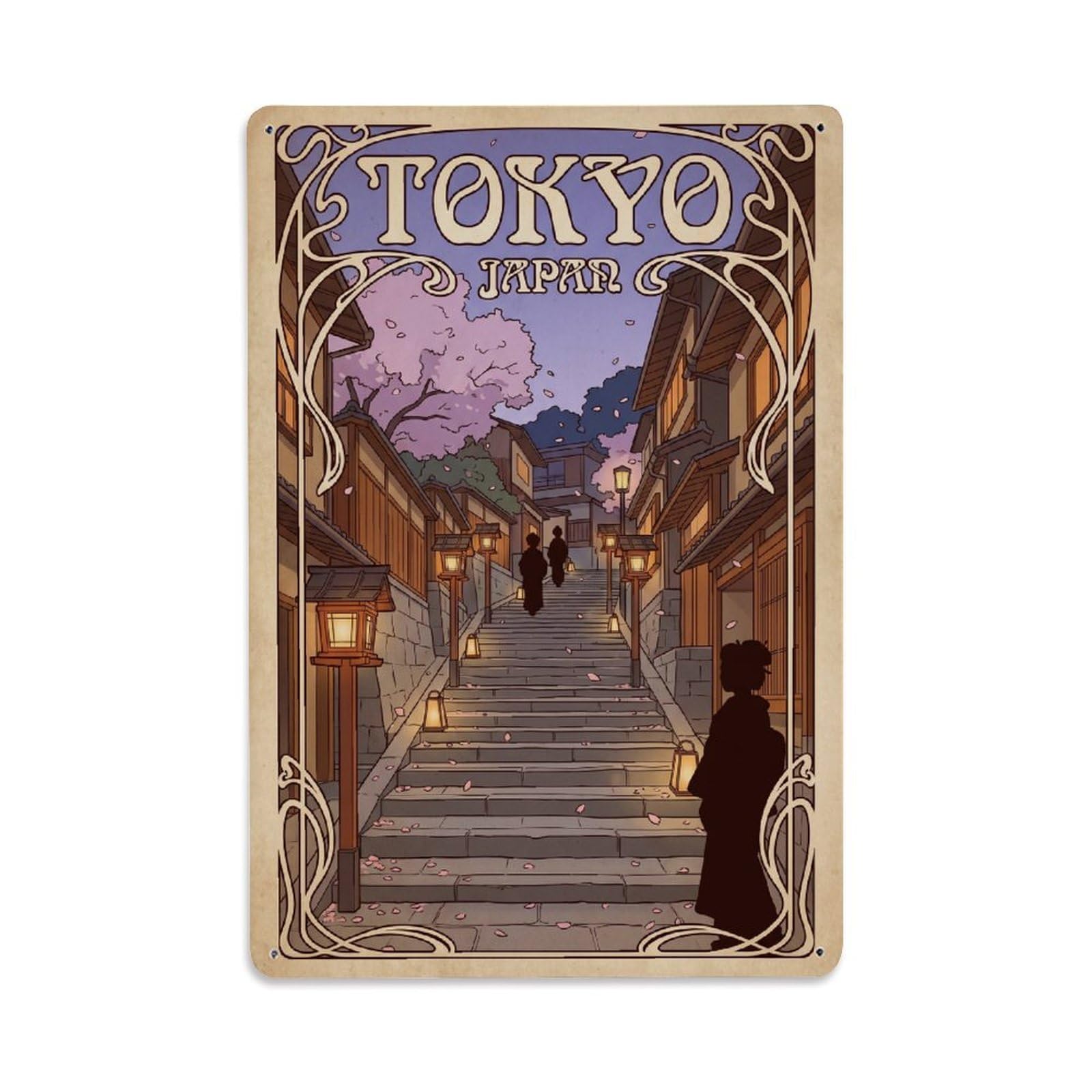 Gead 8X12inch Style Vintage Travel Tokyo Japan Kagurazaka Metal Tin Sign