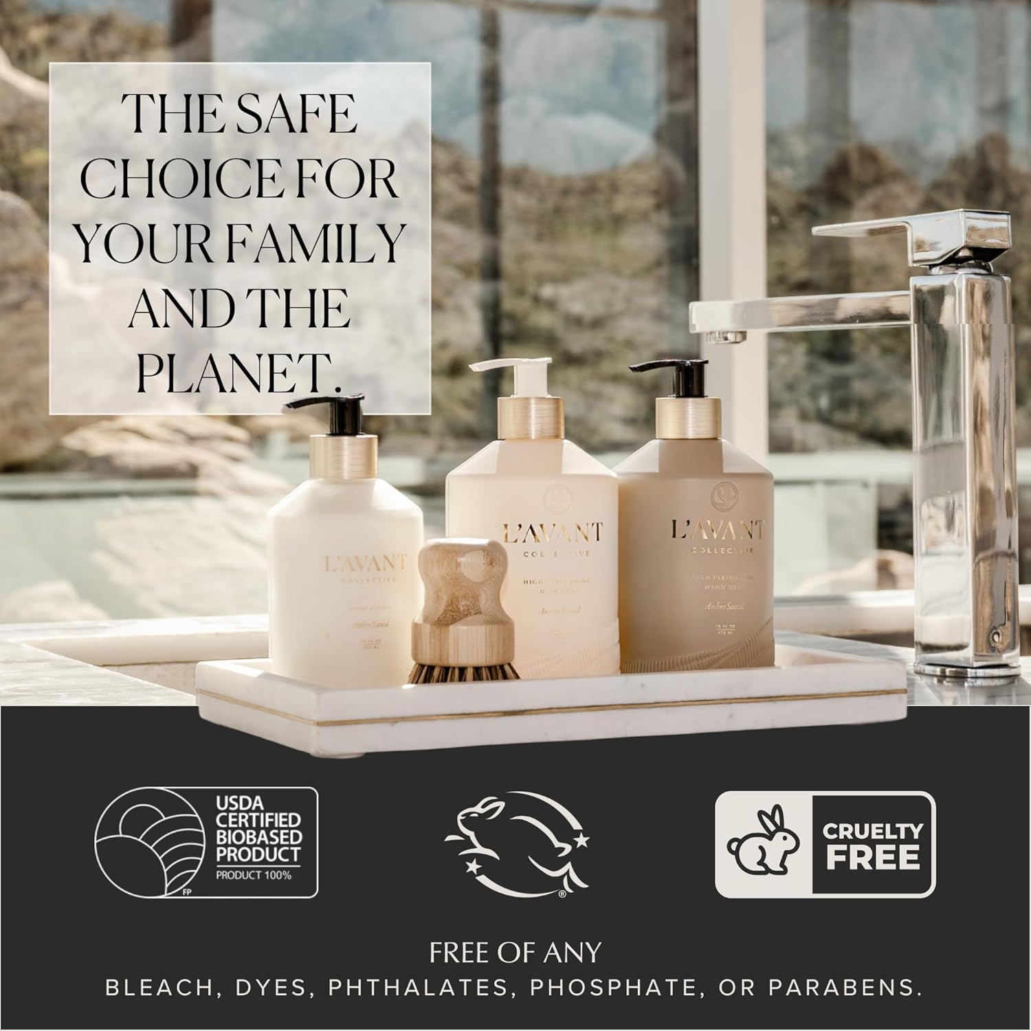 L’AVANT Collective High Performing Hand Lotion | Hydrating, Plant-Based Moisturizer w/Naturally Derived Ingredients | Ambre Santal Scent | 10 FL oz Refillable Bottle - Image 4