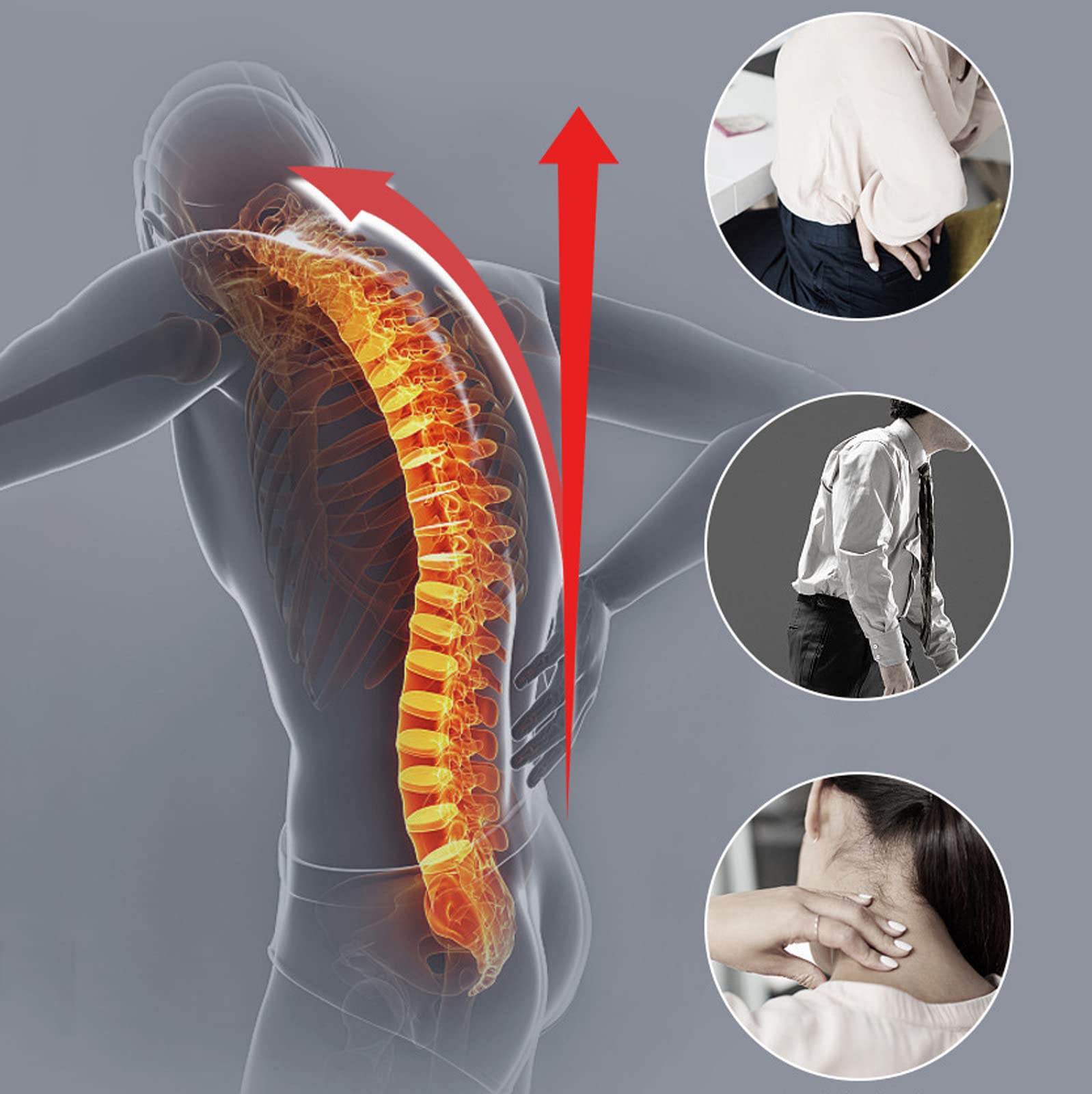 CUSMA Órtesis De Estiramiento De La Columna Vertebral, Soporte para La Espalda Que Previene La Flexión De La Columna Torácica Y Lumbar, Trata Las Fracturas por Compresión Y La Osteoporosis