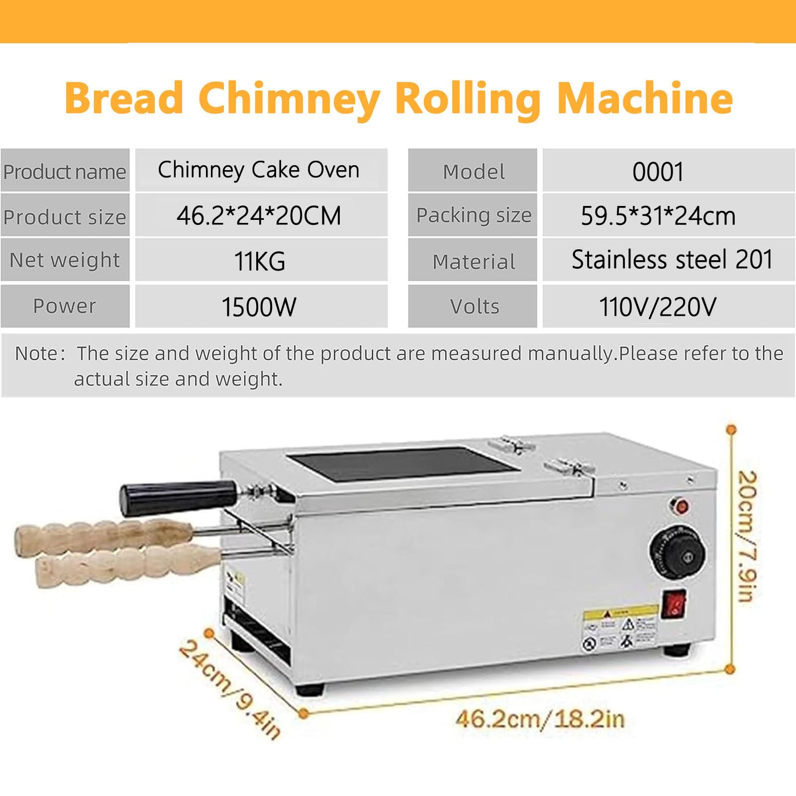 Horno Eléctrico Comercial con Chimenea, 1500 W, con Moldes Antiadherentes para Conos De Helado, Panecillos, Pasteles, Repostería Profesional Y Casera.