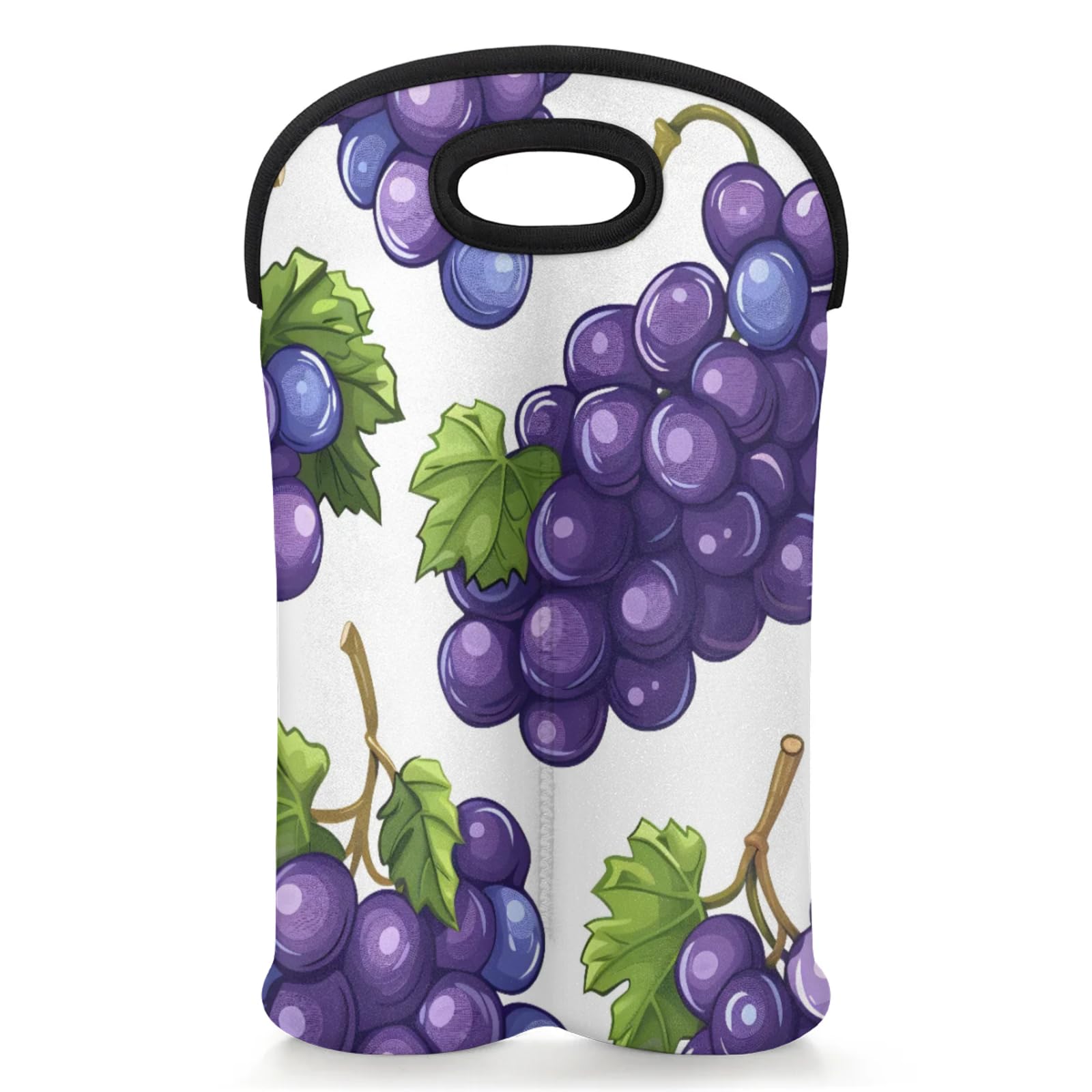 GzLeyigou 2 Bottles Grapes Wine Bag Sleeve Totes Neoprene Protective Wine Carrier Bag for Wine,Water, Champagne, Beer, Baby Bottles,Gift 14.5 x 10 Inches