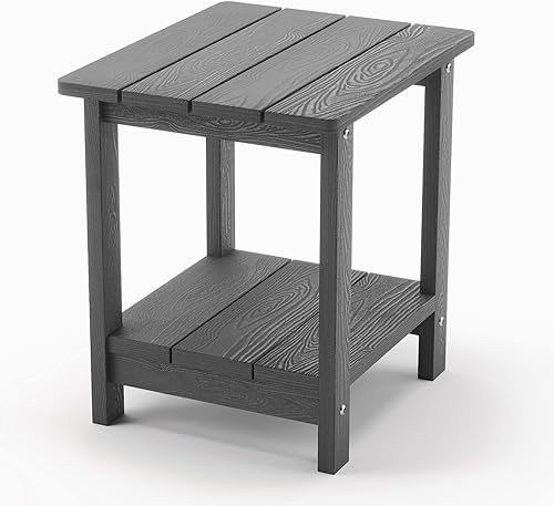Miniatura 99 de LUE BONA HDPS - Mesa auxiliar para exteriores, pequeñas mesas auxiliares Adirondack para exteriores, mesa auxiliar exterior para patio, porche, Negro