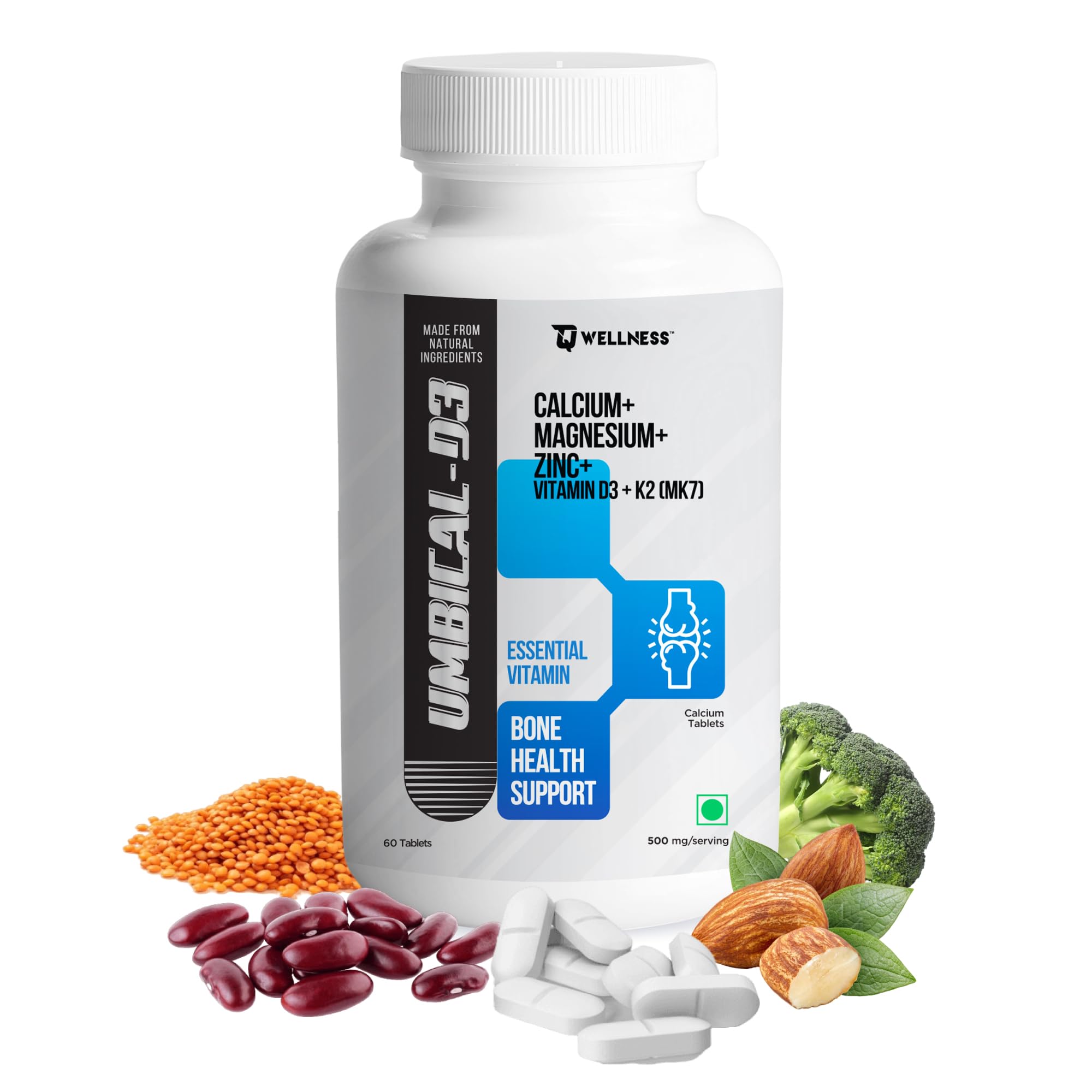 TQ Wellness Calcium Citrate Malate 500 mg With Magnesium, Zinc, Vitamin D3 & K2 | Calcium Tablets For Women| Calcium Tablets For Men | Calcium for Kids – 60 VEG Tablets (B0CXMD6ZR1) Amazon Price History, Amazon Price Tracker