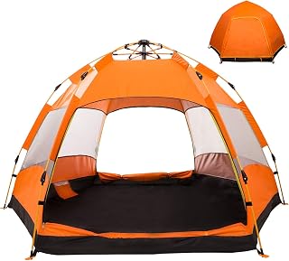 JOYFOX Barraca de Camping para 3-4 Pessoas Automática com 2 Portas e 4 Janelas, Tenda de Acampamento Pop-up, Automática, Resistente à água, Portátil, Leve, Praia, Mochilão, Caminhada