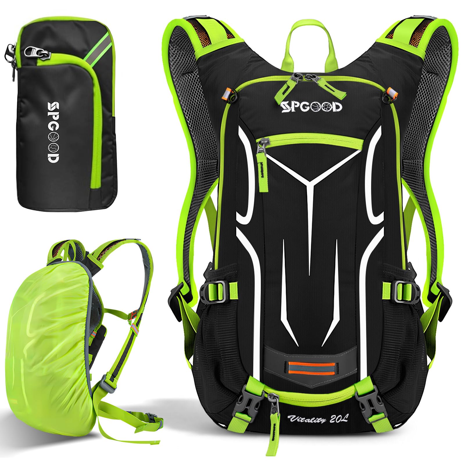 SPGOOD Bike Backpack 20L/25L/30L Waterproof Breathable for Men and Women with Rain Cover Helmet Cover Motorcycle Backpack Sports Backpack for Cycling Hiking Camping MTB