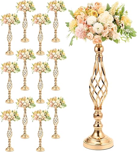 12 soportes de metal para arreglos florales, portavelas de metal de 20 pulgadas de alto a granel para decoración de mesa de boda y decoración del