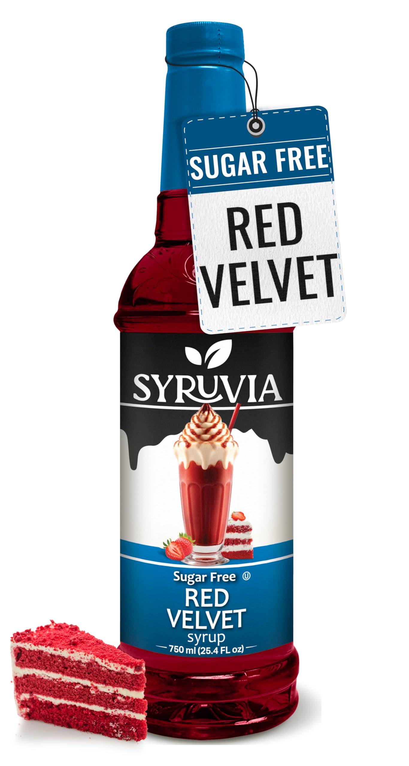 Syruvia Sugar Free Coffee Syrup, Red Velvet Flavored Syrup for Drinks, Lattes, and Desserts – 25.4 fl oz