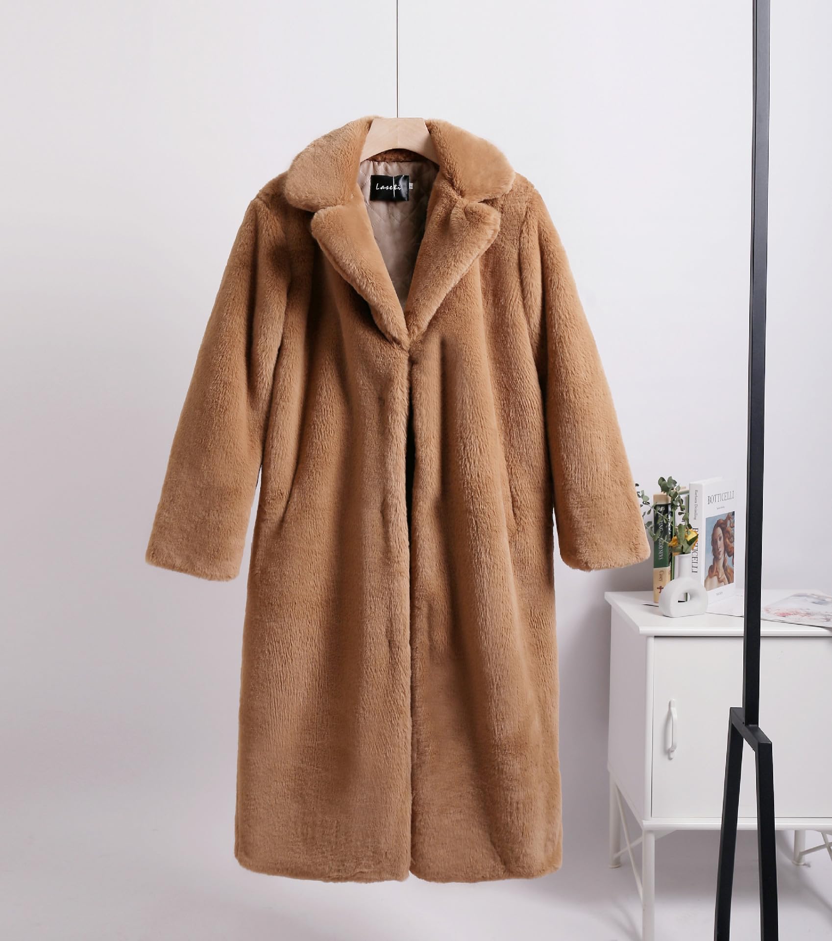 Generico Cappotto Teddy per Donna Cappotti Soffici per Donna Giacche Teddy Lunghe per Donna Trench Elegante con Risvolto Cappotto Invernale Caldo In Peluche Cardigan Oversize Soprabito