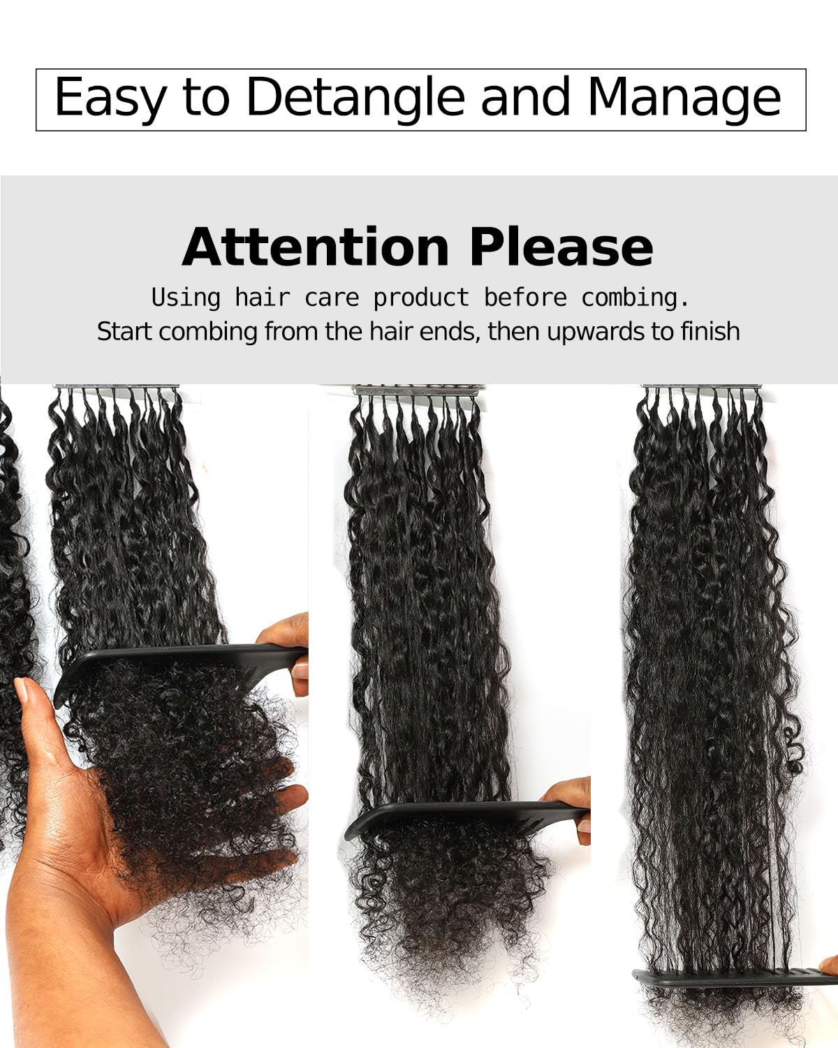 BEEOS Human Crochet Hair Burmese Curly 40g, Pre-Separated Knotless Miracle Knots Crochet Human Hair for Women, Invisible String Natural Black 20 Inch