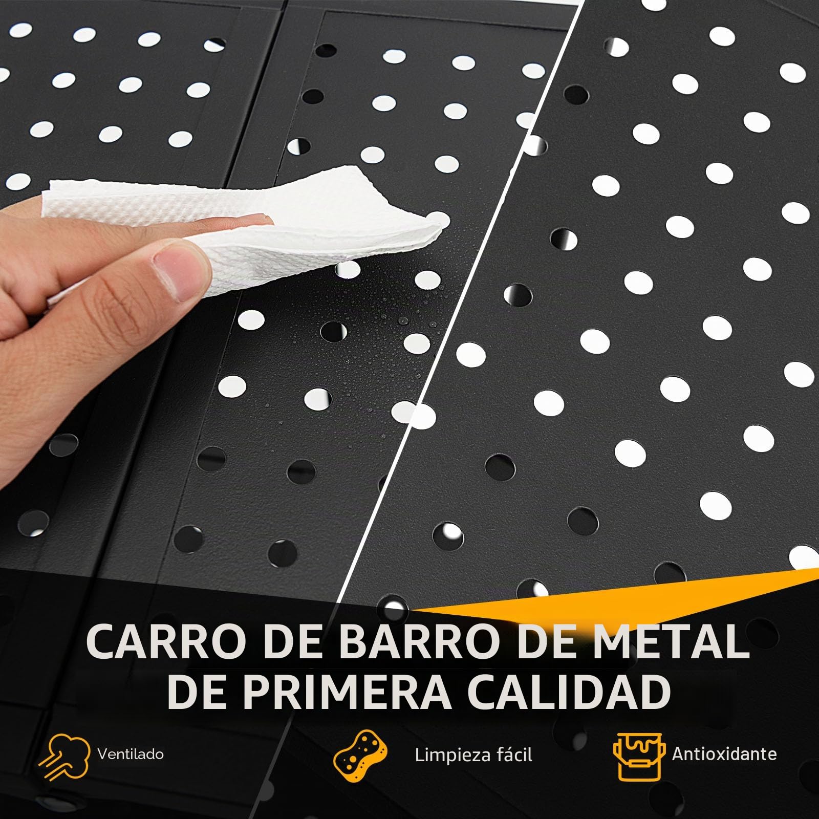 GOPLUS - Carro plegable con ruedas de 3 niveles, con asa práctica, ahorro de espacio para garaje, cocina, hogar, oficina y almacén