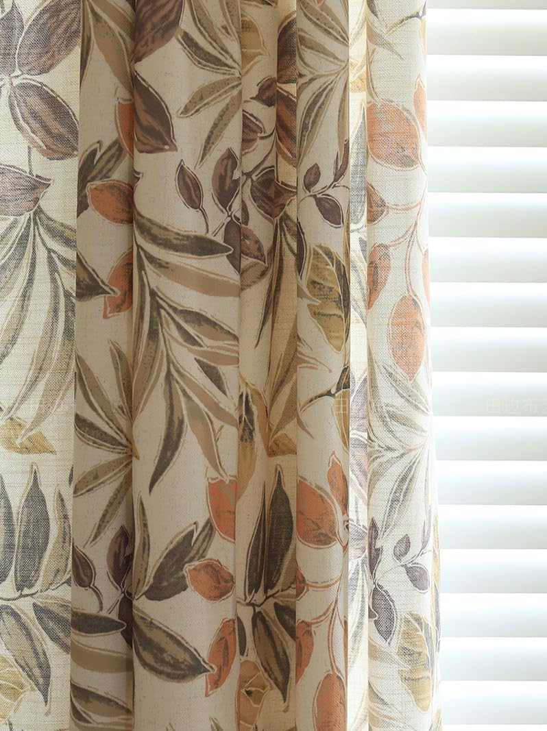 Cream Beige Linen Semi Blackout Window Curtain Panels Drapes for Living Room Boho Neutral Rod Pocket Long Curtains Set 1 for Floral Farmhouse Decor Bedroom,Ivory,Brown,Taupe 63 x 102 Inch Length