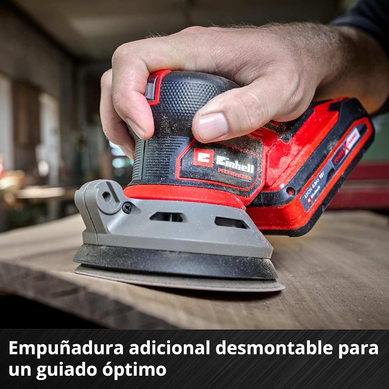Einhell Professional Lijadora excéntrica con batería TP-RS 18/32 Li BL-Solo Power X-Change (18 V, sin escobillas, circuito oscilante 3,2 mm, disco abrasivo 125 mm, incl. papel de lija, sin batería)