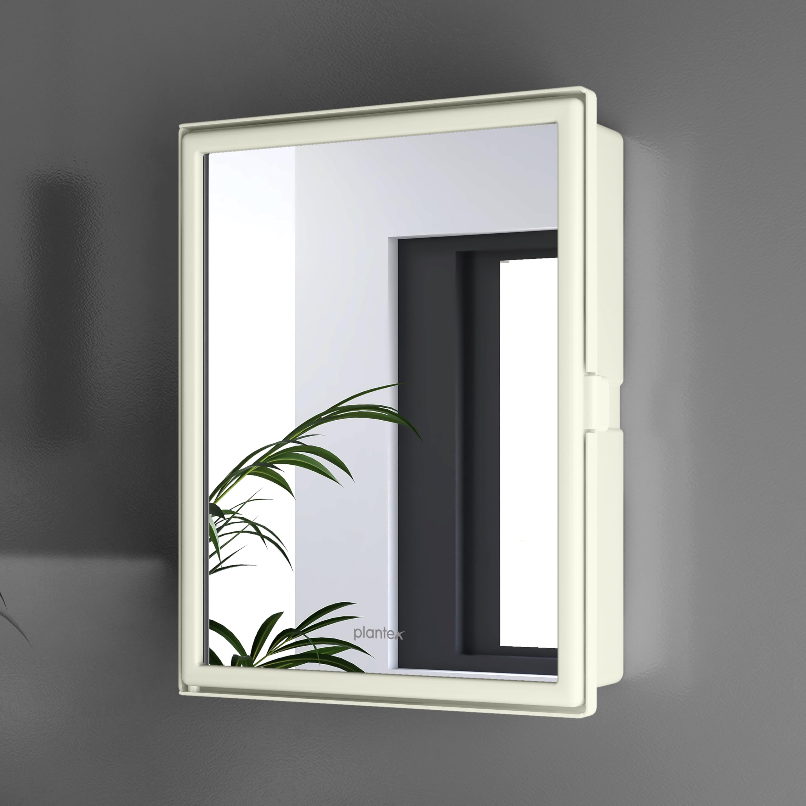 Plantex Bathroom Cabinet with Mirror/ABS Bathroom Storage Organiser/Multipurpose Bathroom Shelf/Wall Mount Mirror Cabinet for Wash Basin (14x18 Inch, Ivory)-image-7