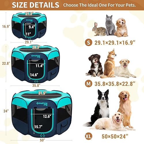 Miniatura 2 de KingCamp Corralito para perros, carpa portátil plegable para gatos, gatitos, cachorros, jaulas 29"36"50 pulgadas, corralito emergente para mascotas