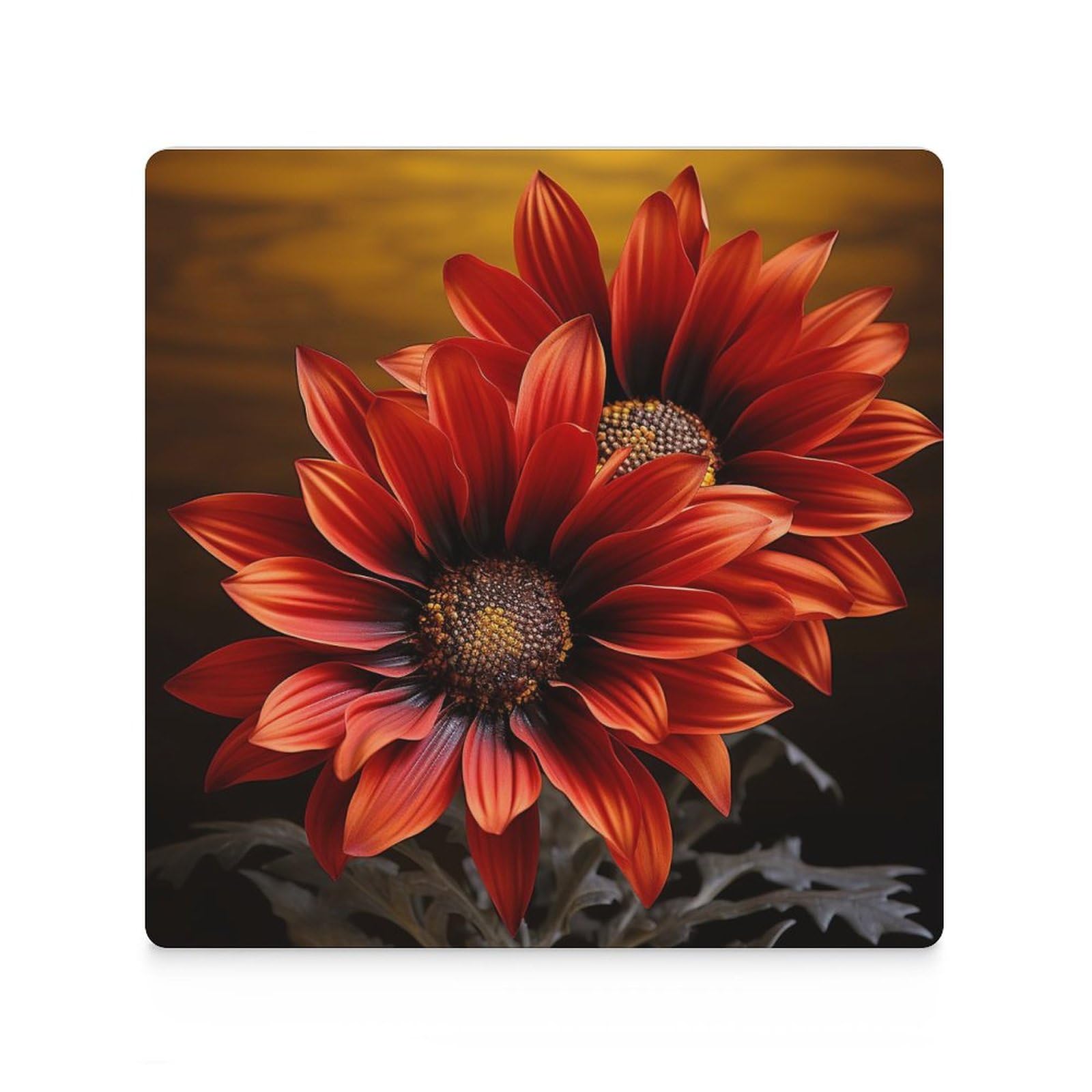Posavasos para decoración de mesa, juego de 6 posavasos para mesa de café, reutilizables, con estampado de girasol rojo, para mesa de comedor y sala de estar