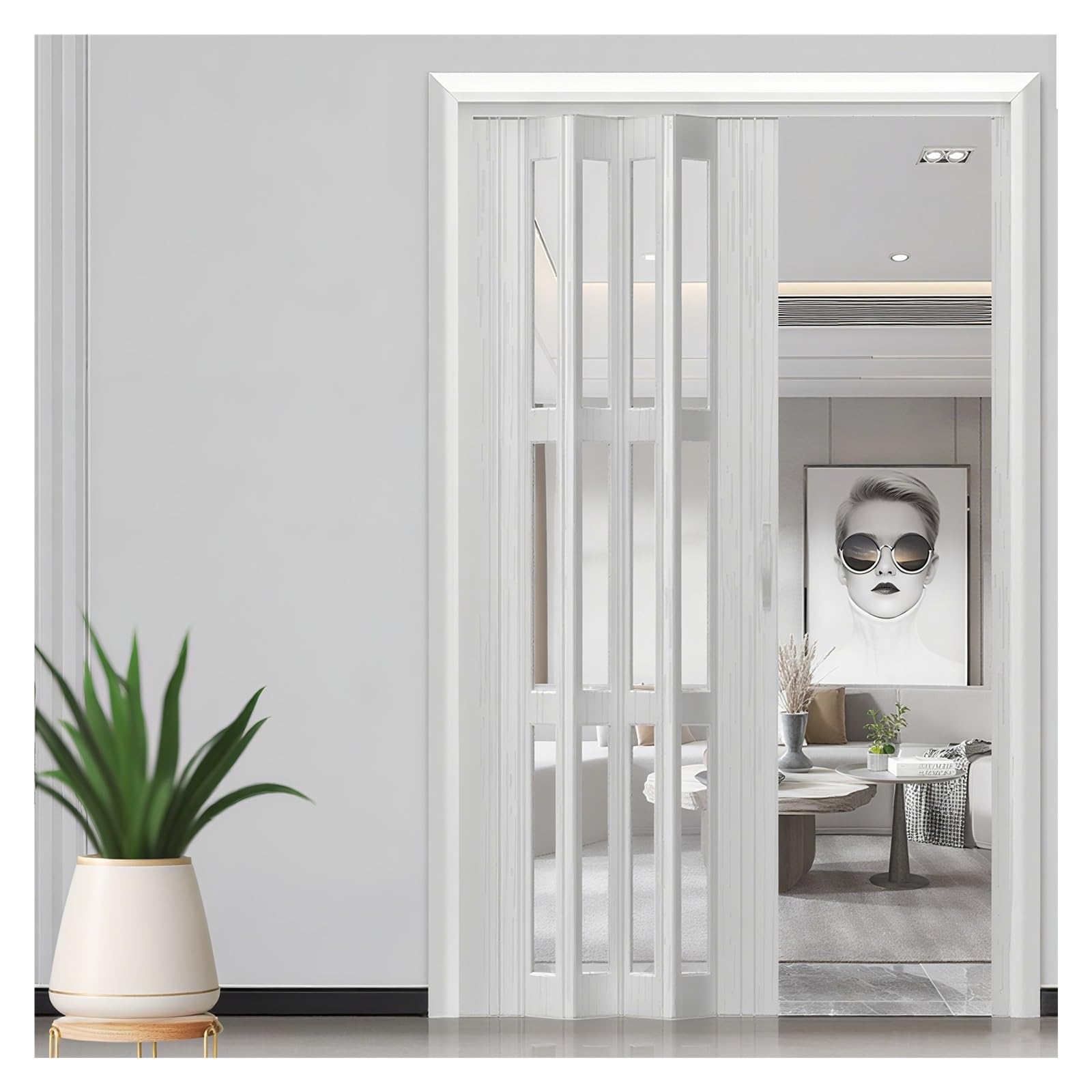 Porte pliante accordéon en PVC 127x203 cm pour séparation de pièce et placard