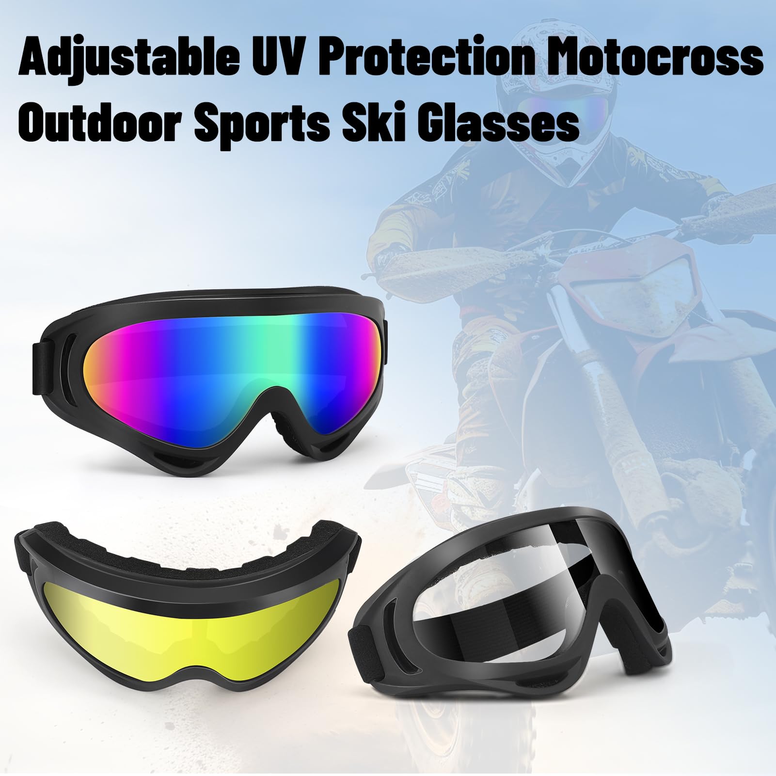 Gafas de motocicleta para niños, paquete de 2 gafas de carreras todoterreno para niños