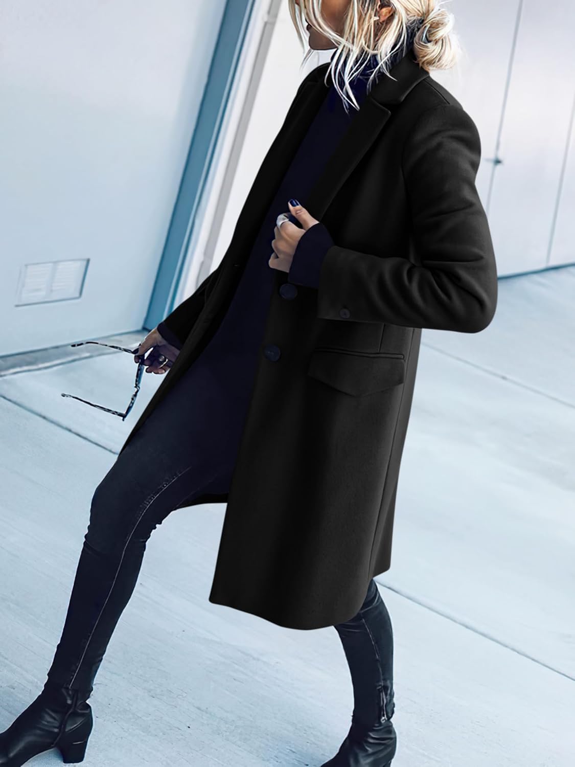 ANRABESS Womens Peacoat Notched Lapel Collar Single-Breasted Trench Coats Loose Casual Long Jacket 2025 Fall Winter Outerwear - Image 7