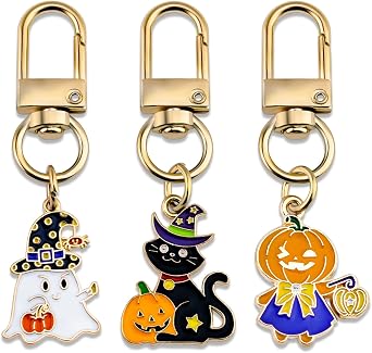 Halloween Keychain 3pcs Pumpkin Keychain Bag Charm Purse Charms Purple