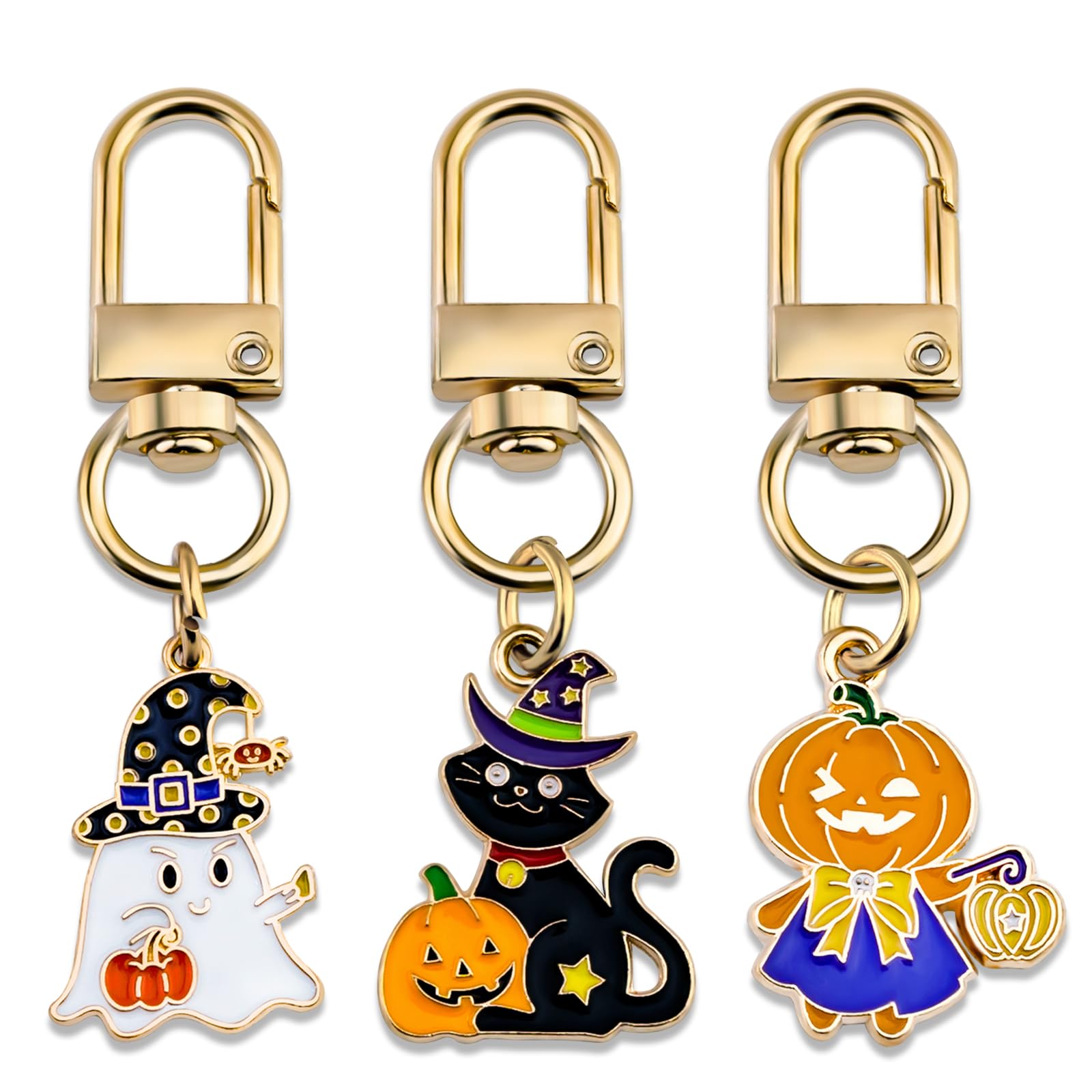 Halloween Keychain 3pcs Pumpkin Keychain Bag Charm Purse Charms Purple
