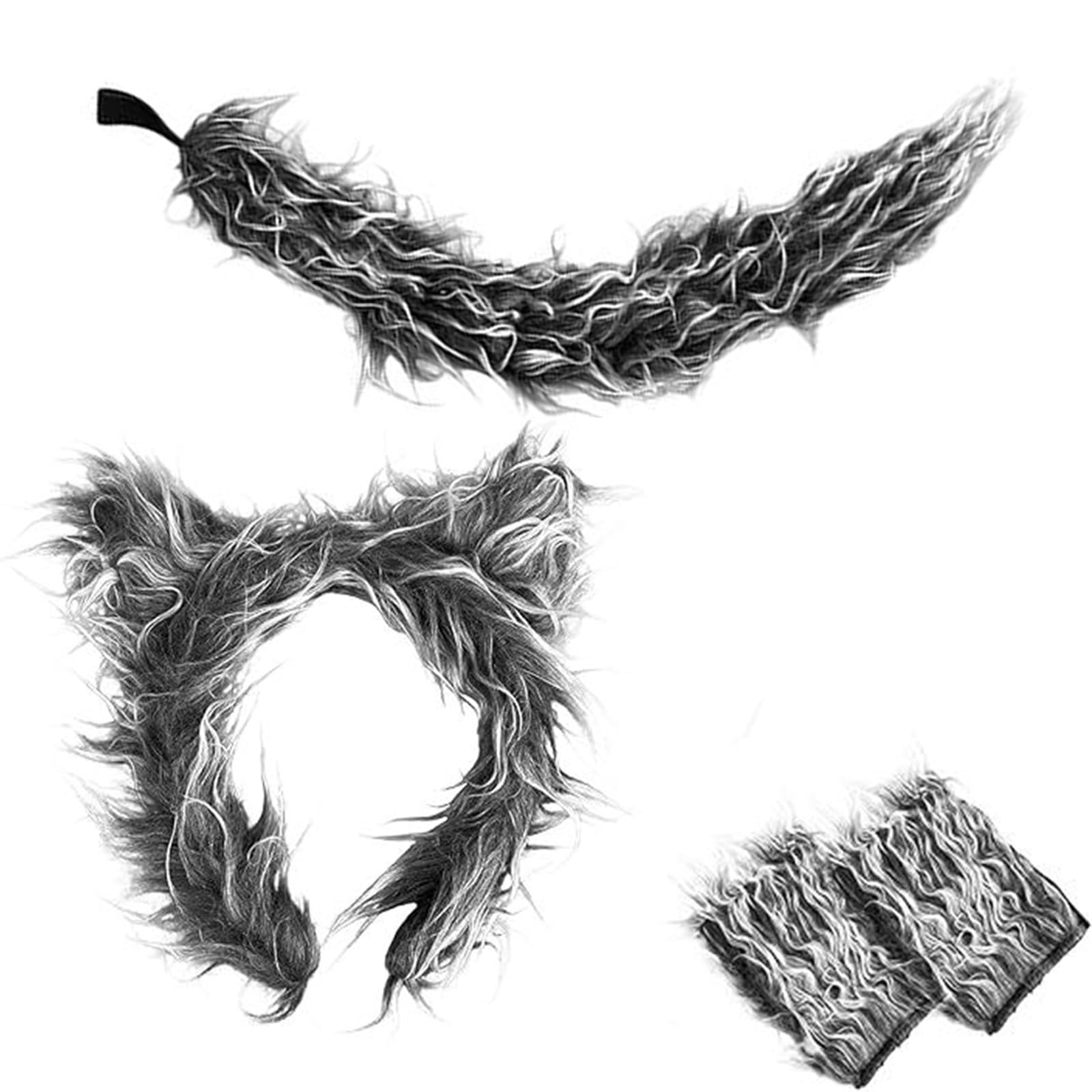 Yhplxyuus Kids Wolf Costume Set with Elegant Headbands and Tail Jungle Animal Dresses Up for Halloweens Party Supplies Decoration Jungle Animal Dresses Up