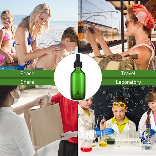 Miniatura 7 de Epakh Paquete de 100 botellas con cuentagotas de vidrio, viales de tintura de 2 onzas con cuentagotas para aceites esenciales, líquidos, botellas de