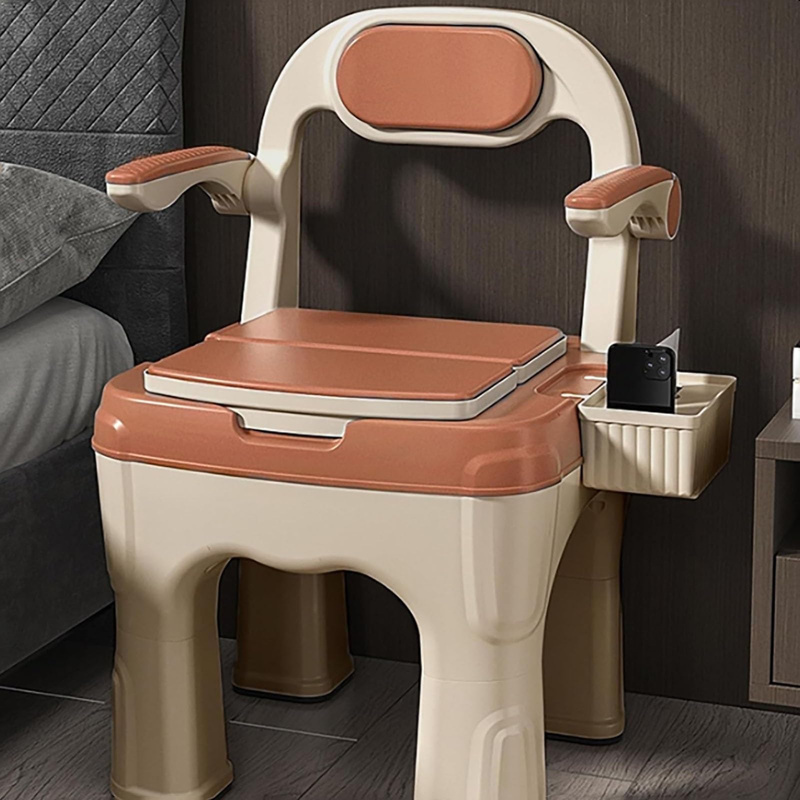 BHGFYXBS Mobile Commode Chair, Upgraded Safety Commode Toilet For Elderly And Disabled Portable Home Bedside Chair With Adjustable...,B,B,B