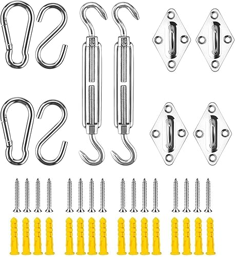 Kit de accesorios para toldo, juego de accesorios de toldo resistente de 6 pulgadas para jardín, triángulo y cuadrado, rectangular, acero inoxidable