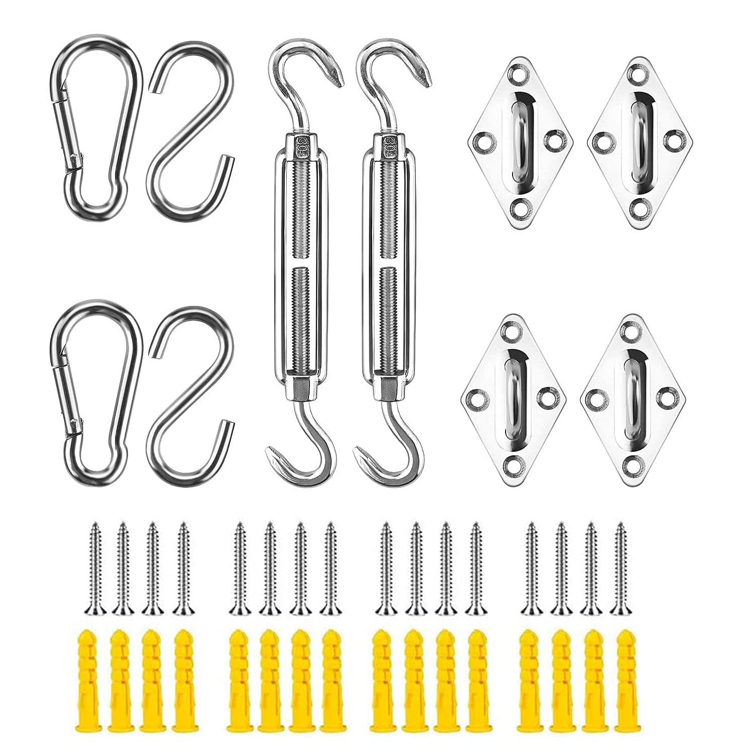 HomTopShade Sail Hardware Kit, 6 Inch Heavy Duty Awning Attachment Set for Garden Triangle and Square, Rectangle - 304 Stainless Steel Sun Shade Sail Fixing Hardware Accessories Kit