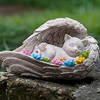 Vista 5 de Piedra conmemorativa para gatos, estatuilla solar de ángel para gatos - Piedra conmemorativa para mascotas para jardín o lápida conmemorativa (gato)