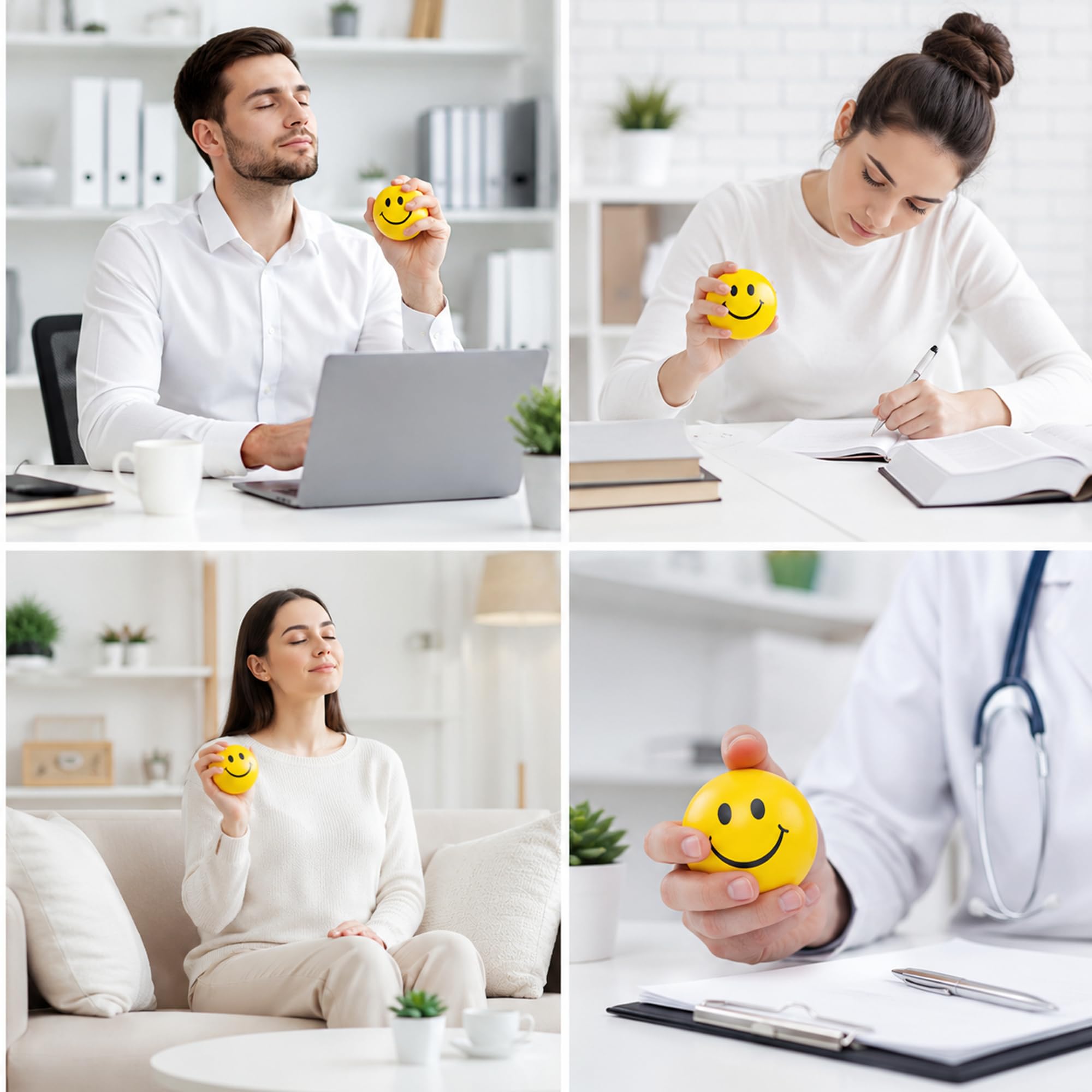 Smiley Stress Reliever Squeeze Ball Pack of 12 | Soft Foam Stress Relief Squeeze Toys | Smiley Face Therapy Balls for Kids, Adults, Return Gifts & Parties | Yellow 3
