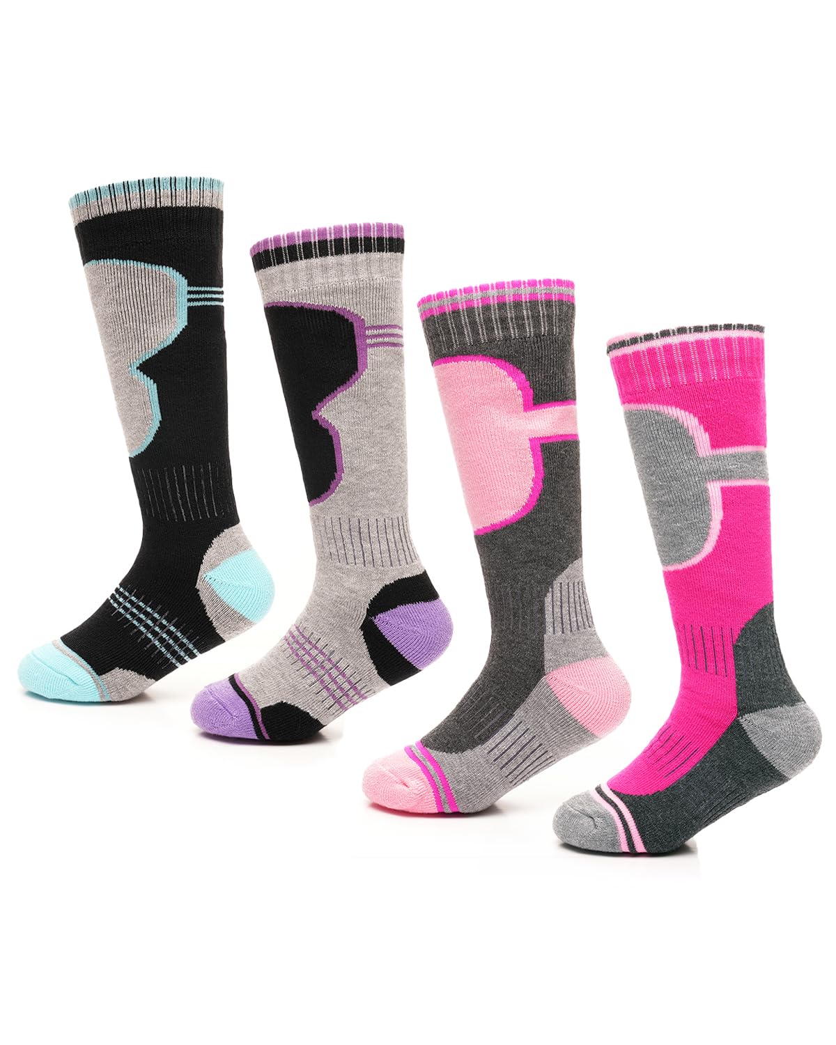 Slumber Hut Lot de 4 paires de chaussettes thermiques d'hiver pour adultes et enfants
