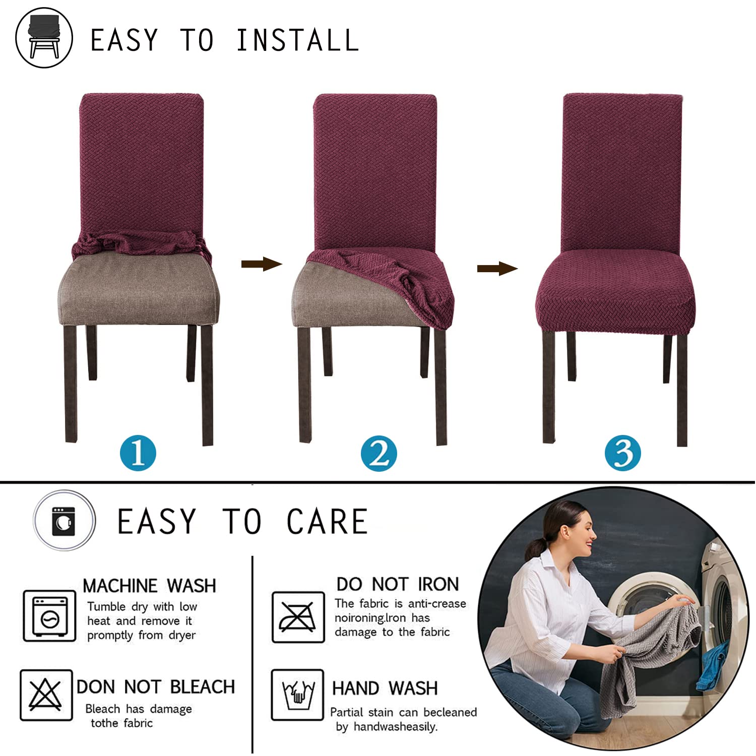 LANSHENG Coprisedie, Elasticizzato Coprisedie con Schienale, Moderno Coprisedia Lavabile Estraibile, Fodere Coprisedie Universale per Sala da Pranzo Cucina, Coperture per Sedie (Nero, 2 Pezzi