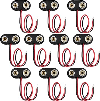 CHANZON 9v Battery Clip Connector Holder T-Type with Hard Plastic Shell and Lead Wire Pack of 10pcs kit for Arduino LED Strip