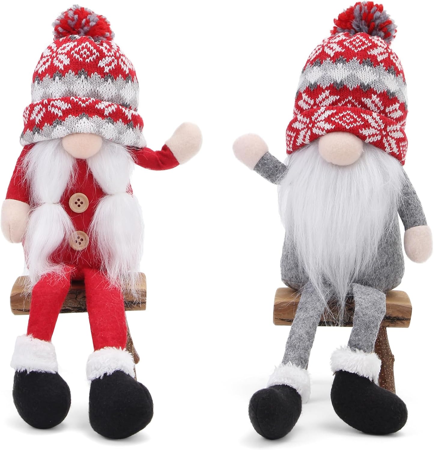 Christmas Gnomes Decorations 2-Pack Handmade Swedish Tomte Plush Gnomes Scandinavian Santa Elf Christmas Table Tiered Tray Ornament Christmas Decor Gifts
