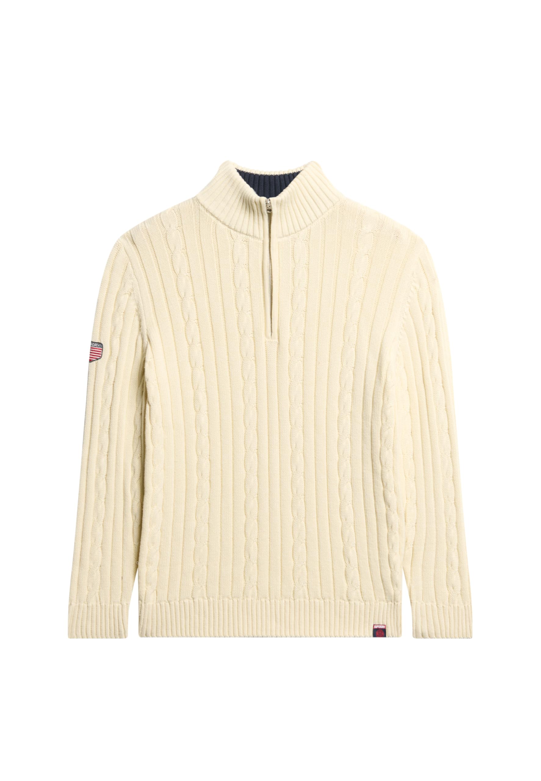 Superdry Women's Cable Knit Cream Knitted Rugby Henley Sweater, 10