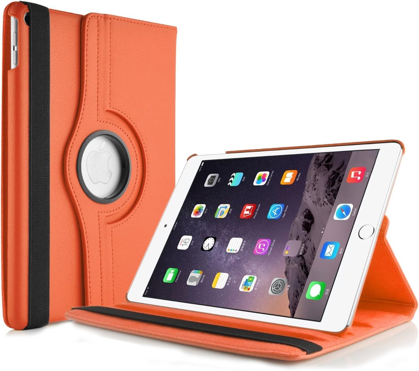SK MICRO® Rotating 360 Degree PU Leather Flip Case Cover with Screen Protector and Stylus Pen for iPad Mini Black case, iPad Mini2 case, iPad mini3 case (IPAD MINI/MINI 2 / MINI3, ORANGE)