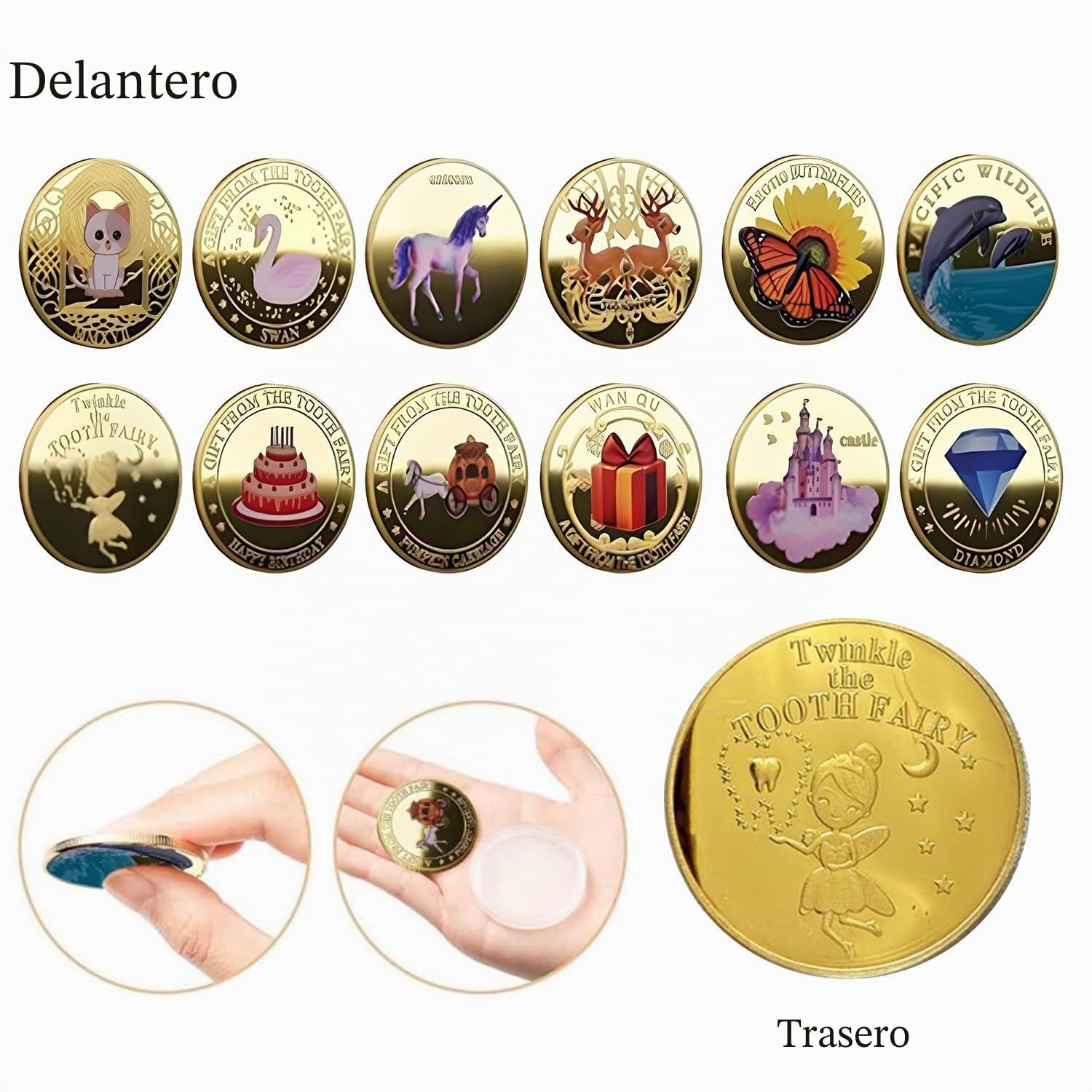 12 Piezas Monedas De Hadas De Dientes, Pérez Con Diferentes Estampados Moneda De Hada De Los Dientes, Tooth Fairy Coin, Hada De Los Dientes Monedas, Regalos Para Diente Perdido