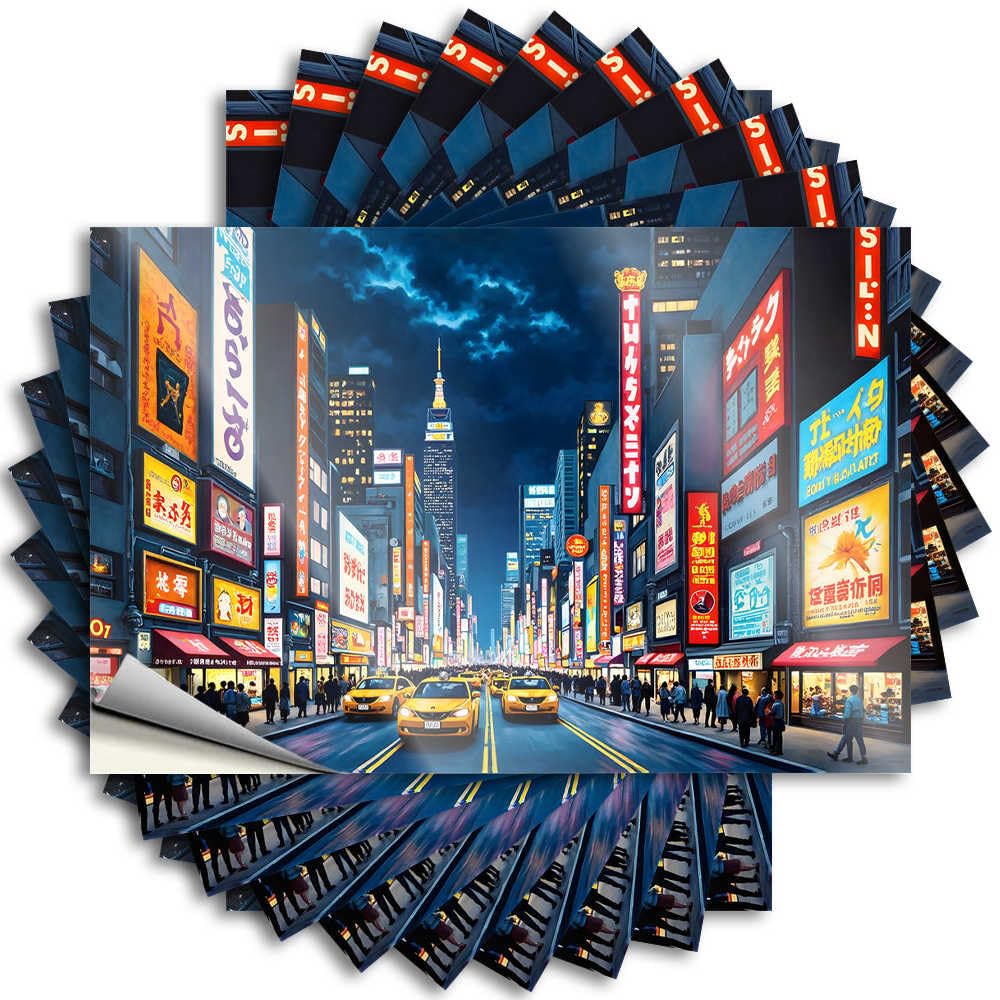 Cute Bathroom Decor, Stickers Stone Bumper Vibrant Neon Lights of Tokyo's Nightlife | Cute Waterproof Vinyl Stickers(8X12CM)