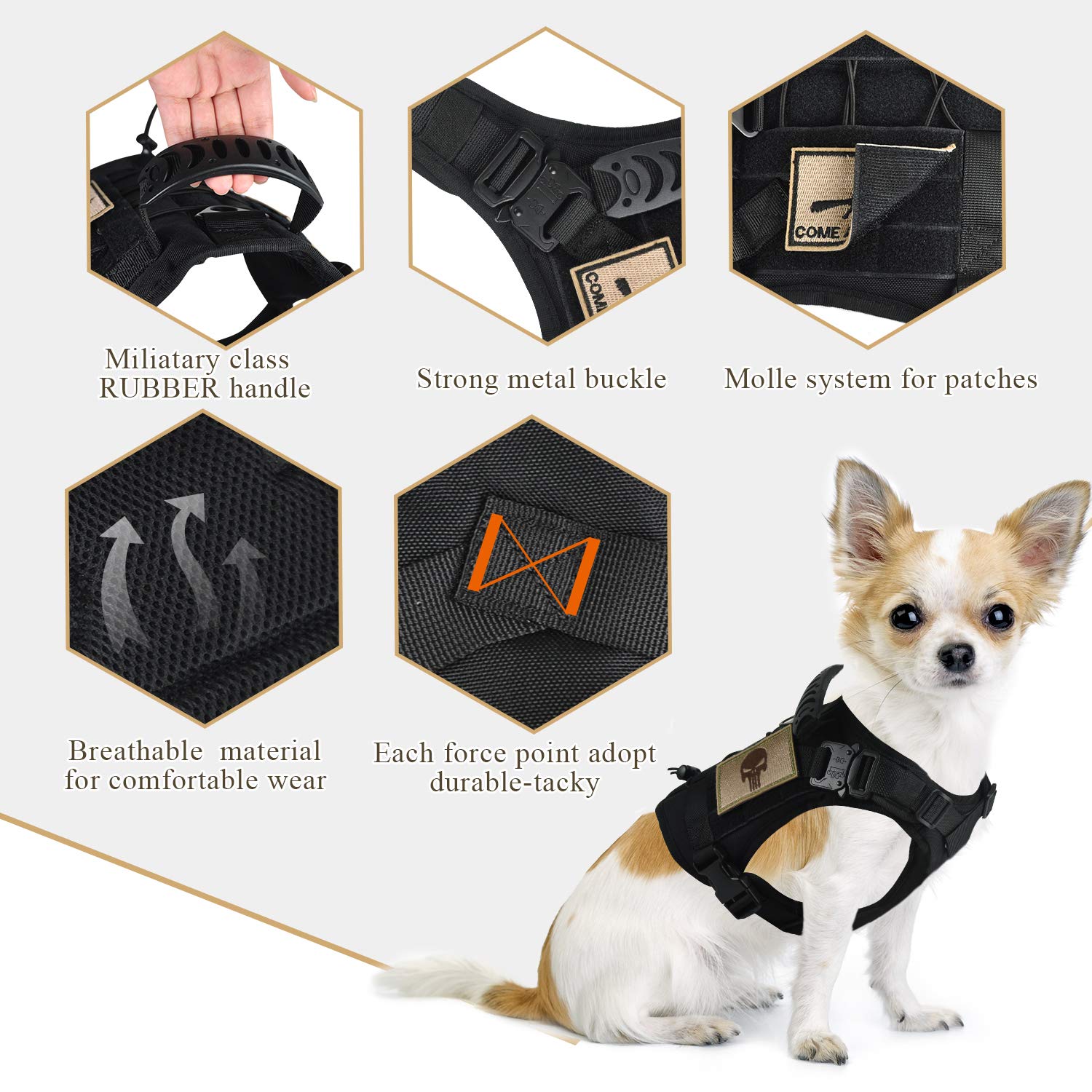 Tactical Service Hundegeschirr K9 Militär-Molle-Hundeweste für Outdoor-Training, Jagd, verschleißfest,63.5 cm) cm), Schwarz )