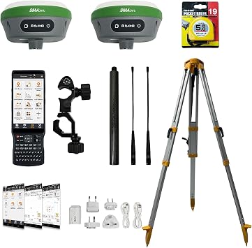 SMA26 Plus RTK Surveying Equipment Rover Base, Dual GNSS Receiver with Survey Software, Tilt Compensation, PPK,PPP Technology, IP67 Waterproof, Ideal for Land, ConstructionInclude Tripod