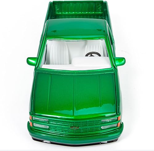 Miniatura 7 de All Star Toys 1992 Chevy Silverado C1500 454SS Pickup Lowrider Truck Candy Green 124 Modelo fundido a presión Motormax Get Low 79036 Exclusivo