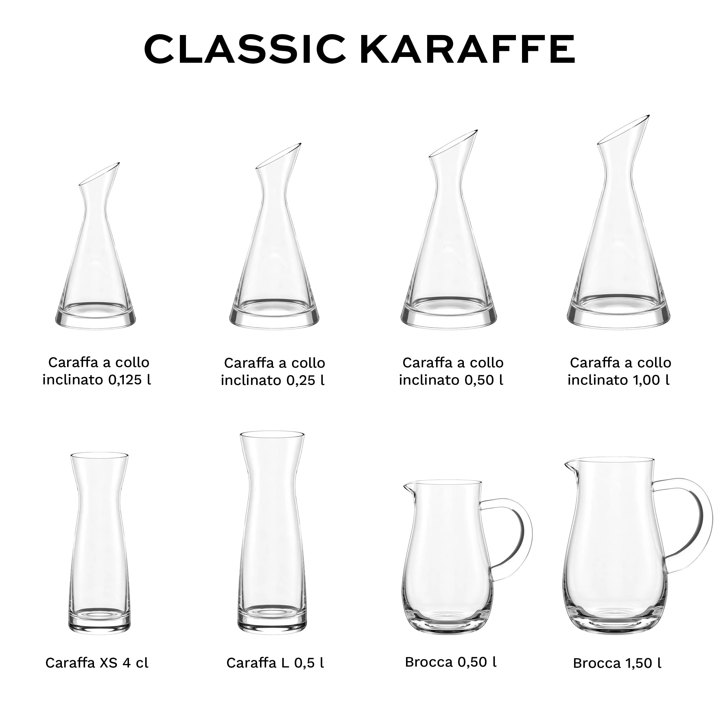 Stölzle Lausitz Caraffa Universale 6 x 250 ml – Elegante mini caraffa in cristallo senza piombo per acqua succhi latte o liquori – Lavabile in lavastoviglie – Prodotto in Germania