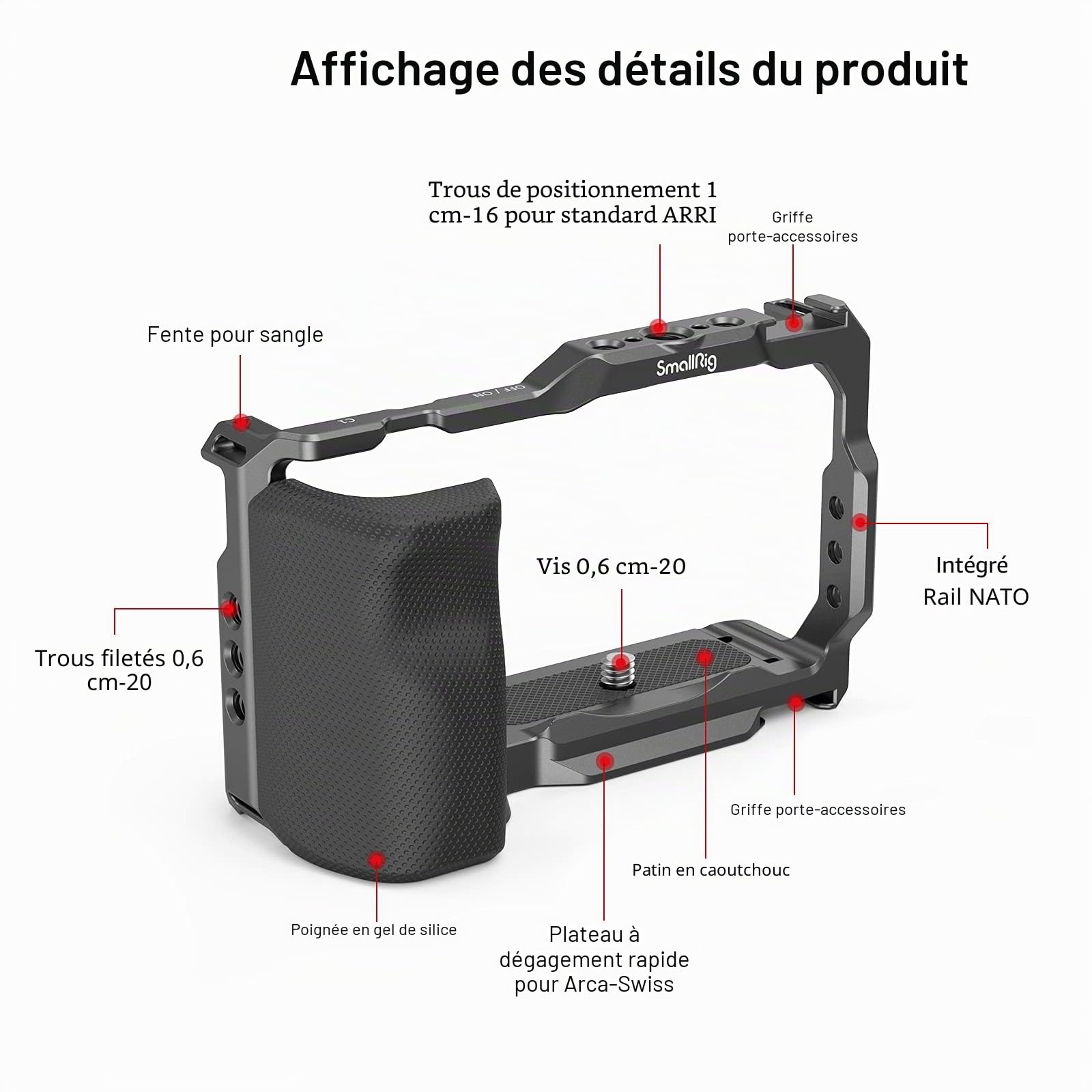SMALLRIG ZV-E10 Cage avec Poignée et Plaque de Dégagement Rapide Intégrée pour Arca-Swiss pour Sony ZV-E10-3538B