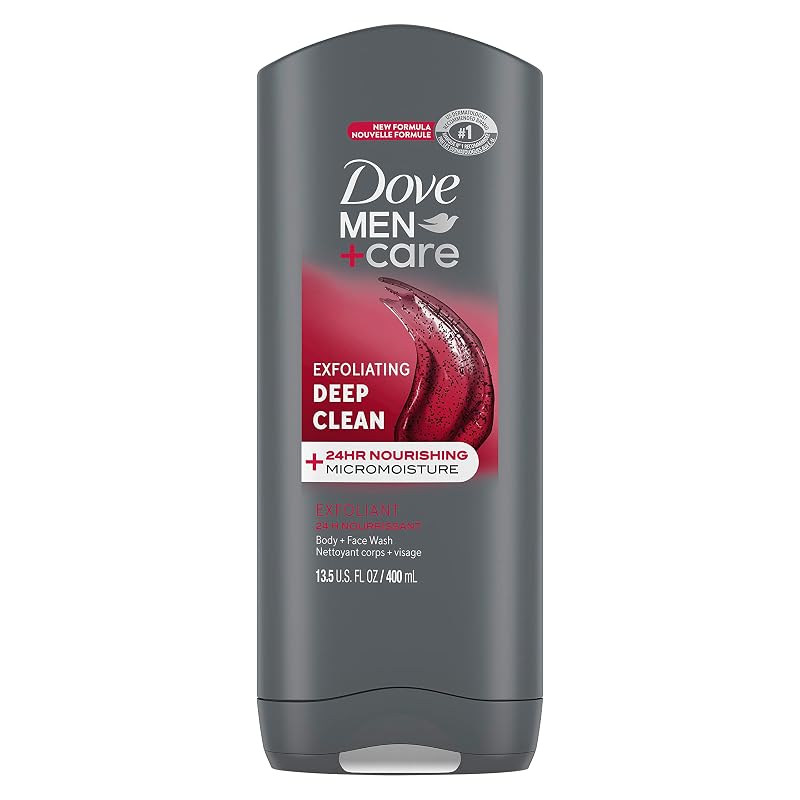 DOVE MEN + CARE Sabonete líquido esfoliante para rosto e corpo Deep Clean, 400 mL